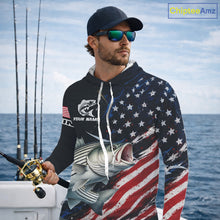 Load image into Gallery viewer, Striped Bass Fishing Shirts Long Sleeve Hooded American USA Flag Camo, Fishing Jersey For Men NHT963