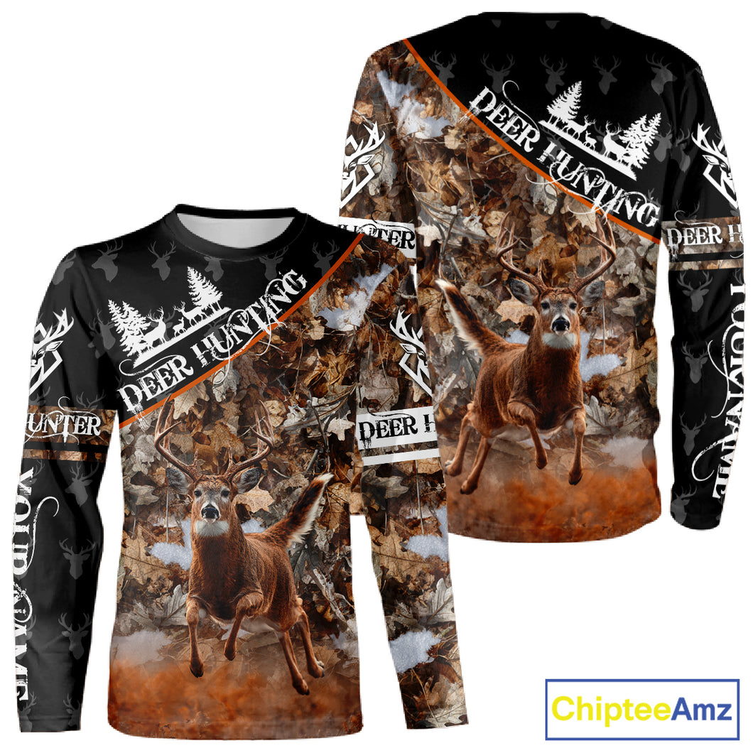 Best Whitetail Deer Hunting Shirt Black Brown Forest Camo 3D All Over Print For Deer Hunters NHT55