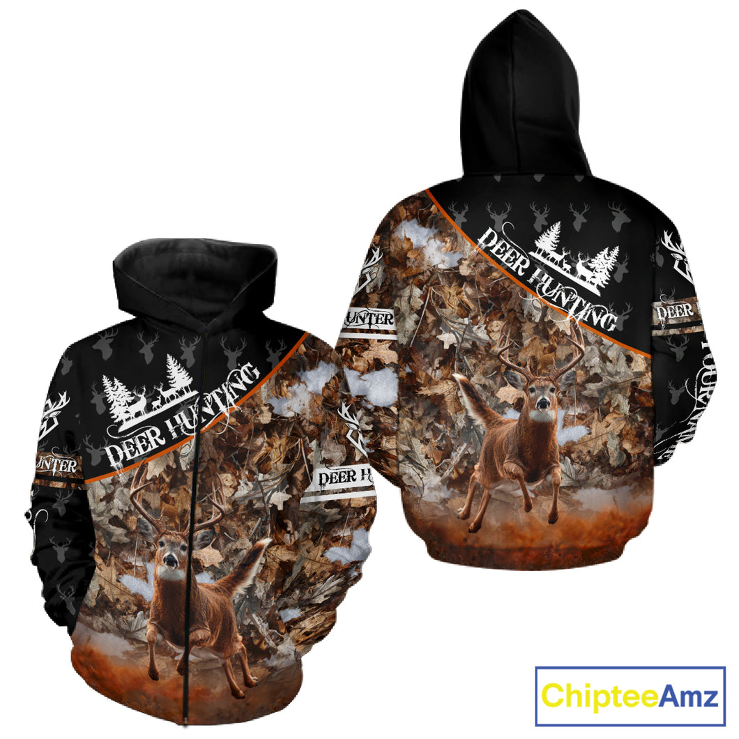Best Whitetail Deer Hunting Shirt Black Brown Forest Camo 3D All Over Print For Deer Hunters NHT55