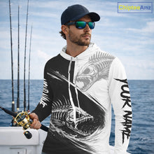 Load image into Gallery viewer, Personalized Fish Skeleton Hooded Fishing Shirts Jerseys, Fish Reaper Skull Fishing Shirts For Men NHT824