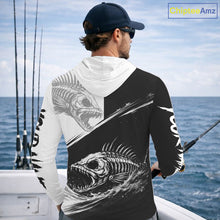 Load image into Gallery viewer, Personalized Fish Skeleton Hooded Fishing Shirts Jerseys, Fish Reaper Skull Fishing Shirts For Men NHT824