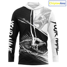 Load image into Gallery viewer, Personalized Fish Skeleton Hooded Fishing Shirts Jerseys, Fish Reaper Skull Fishing Shirts For Men NHT824