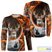 Load image into Gallery viewer, Personalized Deer Hunting 3D All Over Printed Hoodie Orange Autumn Leaves Camo, Hunting Gift NHT322