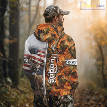 Load image into Gallery viewer, Custom Camouflage Deer Hunting With US Flag For Men, Hoodie Hunting Shirt NHT323