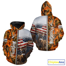 Load image into Gallery viewer, Custom Camouflage Deer Hunting With US Flag For Men, Hoodie Hunting Shirt NHT323