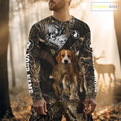 Personalized Rabbit Hunting Beagle Dog Camouflage Custom Name 3D Shirts, Rabbit Hunting Gifts NHT326