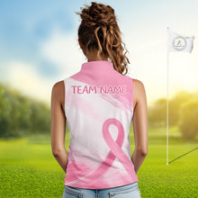 Load image into Gallery viewer, Custom Women's Sleeveless Golf Polo Shirt - Breast Cancer Awareness Pink Ribbon Performance Jersey
