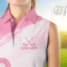 Load image into Gallery viewer, Custom Women's Sleeveless Golf Polo Shirt - Breast Cancer Awareness Pink Ribbon Performance Jersey