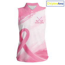 Load image into Gallery viewer, Custom Women's Sleeveless Golf Polo Shirt - Breast Cancer Awareness Pink Ribbon Performance Jersey NHT976 - Women's Sleeve...