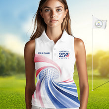 Load image into Gallery viewer, Custom America 250Th Anniversary Women's Sleeveless Golf Polo - Patriotic USA Flag Personalized Performance Jersey