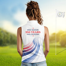 Load image into Gallery viewer, Custom America 250Th Anniversary Women's Sleeveless Golf Polo - Patriotic USA Flag Personalized Performance Jersey