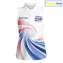 Load image into Gallery viewer, Custom America 250Th Anniversary Women's Sleeveless Golf Polo - Patriotic USA Flag Personalized Performance Jersey NHT981 ...