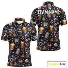 Load image into Gallery viewer, Personalized Patriotic Raccoon Shirt Custom Name USA 250 Years Polo Funny Beer &amp; Golf Lover Gift