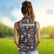 Load image into Gallery viewer, Personalized Patriotic Raccoon Shirt Custom Name USA 250 Years Women's Sleeveless Polo Funny Beer &amp; Golf Lover Gift
