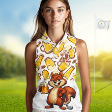 Load image into Gallery viewer, Custom Funny Squirrel Women's Sleeveless Golf Polo Shirts - Personalized Beer Lover Performance Jersey