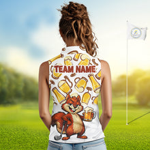 Load image into Gallery viewer, Custom Funny Squirrel Women's Sleeveless Golf Polo Shirts - Personalized Beer Lover Performance Jersey