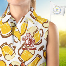 Load image into Gallery viewer, Custom Funny Squirrel Women's Sleeveless Golf Polo Shirts - Personalized Beer Lover Performance Jersey NHT986