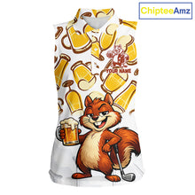 Load image into Gallery viewer, Custom Funny Squirrel Women's Sleeveless Golf Polo Shirts - Personalized Beer Lover Performance Jersey NHT986 - Women's Sl...
