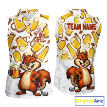 Load image into Gallery viewer, Custom Funny Squirrel Women's Sleeveless Golf Polo Shirts - Personalized Beer Lover Performance Jersey