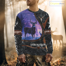 Load image into Gallery viewer, Custom 3D Whitetail Deer Hunting Shirt With Night Forest Scene, Camo Pattern And Skull Design NHT76