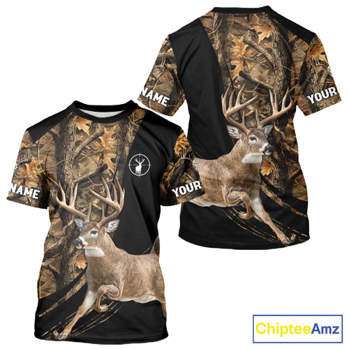 Whitetail Deer Hunting Black Brown Camo 3D All Over Print, Hunting Clothes for Deer Season NHT261