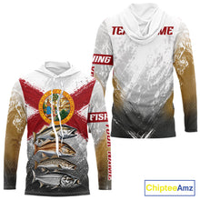 Load image into Gallery viewer, Florida Flag Hooded Fishing Jersey Inshore Grand Slam Snook Redfish Trout Tarpon Gift 