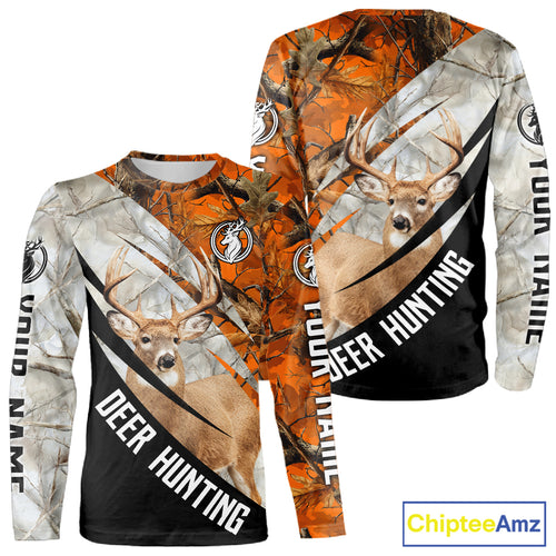 Deer Hunting Orange Camo Winter 3D All Over Printed Shirt, Hunting Clothes for Deer Season NHT268