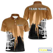 Load image into Gallery viewer, Mens Disc Golf Polo Shirts Custom Brown Gradient Grunge, Team Disc Golf Apparel Shirt NHT836