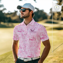 Load image into Gallery viewer, Funny Mens Golf Polo Shirt Pineapple Floral Golf Cart Pattern All Over Print Tropical Performance Top NHT842