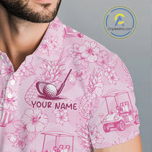 Load image into Gallery viewer, Funny Mens Golf Polo Shirt Pineapple Floral Golf Cart Pattern All Over Print Tropical Performance Top NHT842