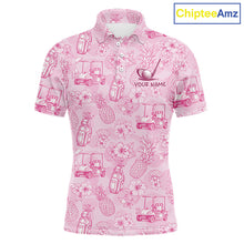 Load image into Gallery viewer, Funny Mens Golf Polo Shirt Pineapple Floral Golf Cart Pattern All Over Print Tropical Performance Top NHT842