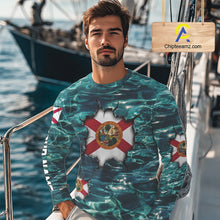 Load image into Gallery viewer, Florida Flag Fish Water Camo Custom Long Sleeve Fishing Shirts, Performance Fishing Shirts For Men NHT847