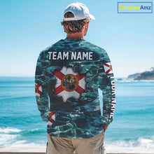 Load image into Gallery viewer, Florida Flag Fish Water Camo Custom Long Sleeve Fishing Shirts, Performance Fishing Shirts For Men NHT847