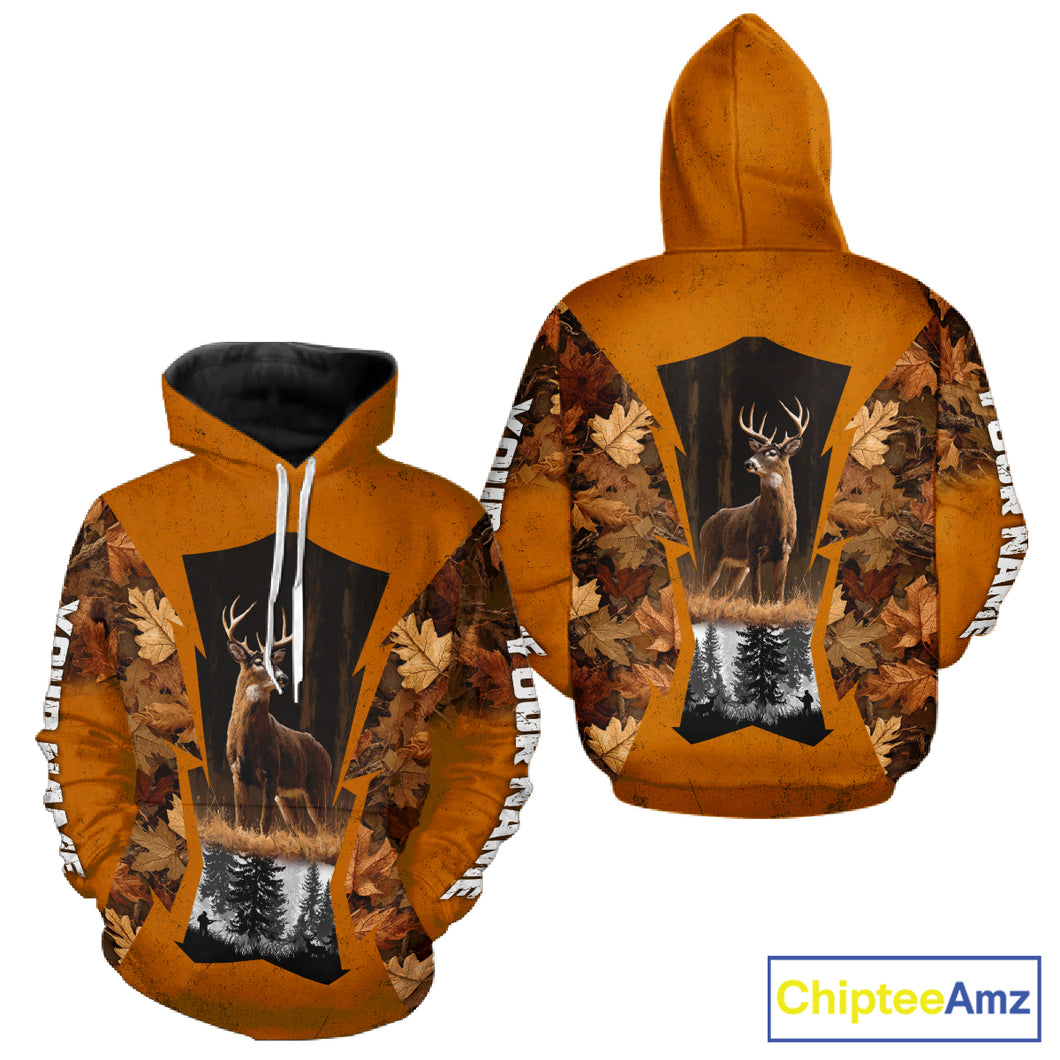 Whitetail Deer Hunting Orange Camo Autumn - Personalized All Over Print Deer Hunting Clothes NHT179