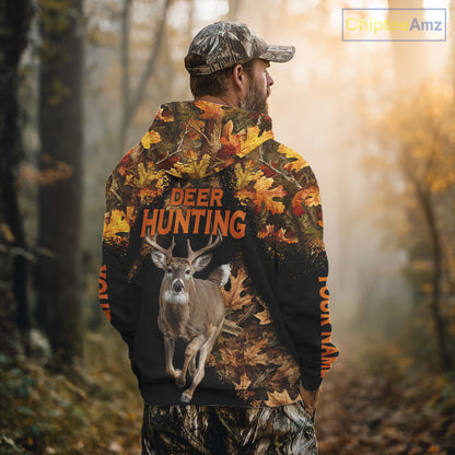 Deer Hunting Black With Camo Autumn - Personalized All Over Print Deer Hunting Clothes NHT182
