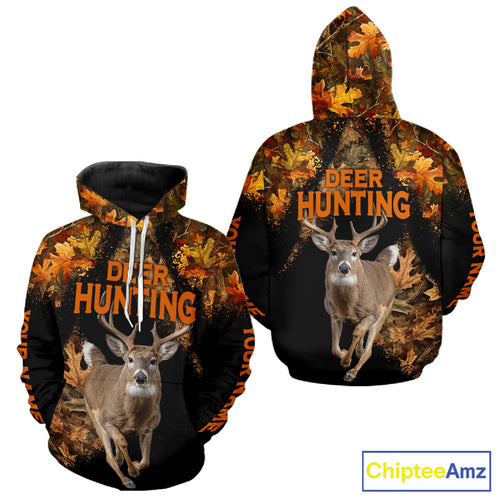 Deer Hunting Black With Camo Autumn - Personalized All Over Print Deer Hunting Clothes NHT182