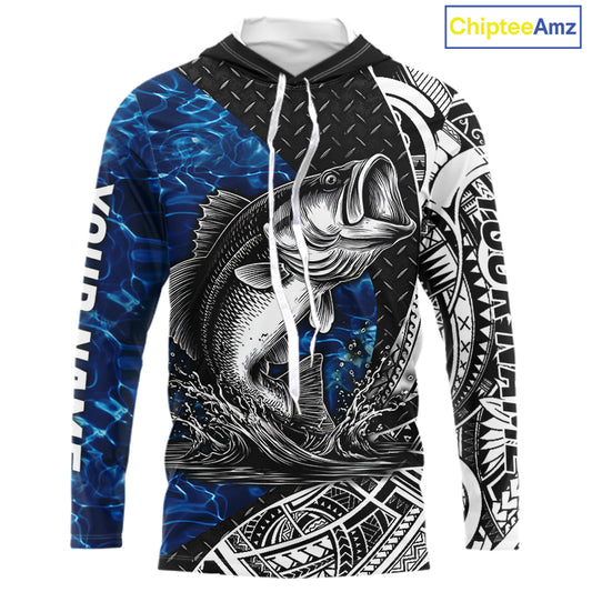 Largemouth Bass Blue Fishing Shirts Long Sleeve Hooded, Fishing Gift  NHT383