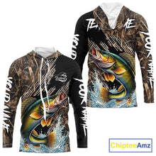 Load image into Gallery viewer, Walleye Fishing Shirts Long Sleeve Hooded Camouflage For Men, Walleye Fishing Apparel NHT434
