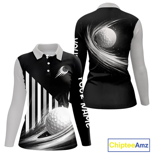 Personalized Gray Golf Polos Shirts For Womens Custom Golf Ball Clubs, Best Golf Gift NHT627