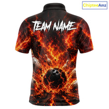 Load image into Gallery viewer, Bowling shirt with fiery design and 'Team Name' text on a white background