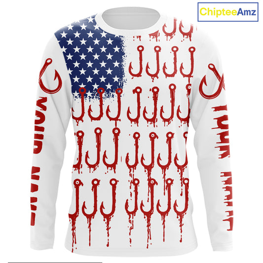 American Flag & Hook UV Protection Fishing Shirt – Fishing Jersey For Anglers NHT390