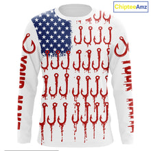 Load image into Gallery viewer, American Flag &amp; Hook UV Protection Fishing Shirt – Fishing Jersey For Anglers NHT390