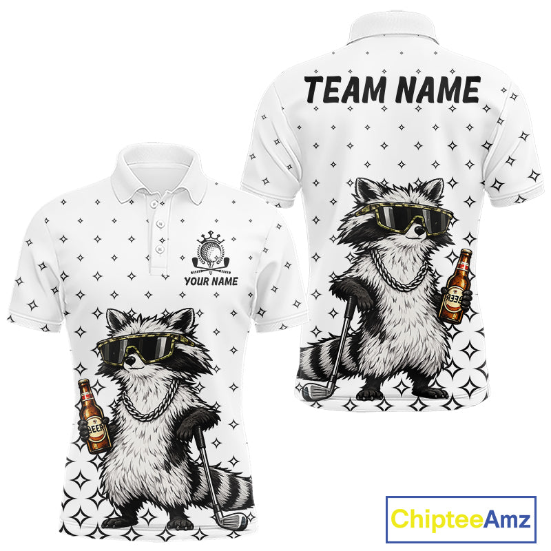 Funny Raccoon Golf Polo Shirt Custom Team Name Personalized Golf Team Polo Gift For Men