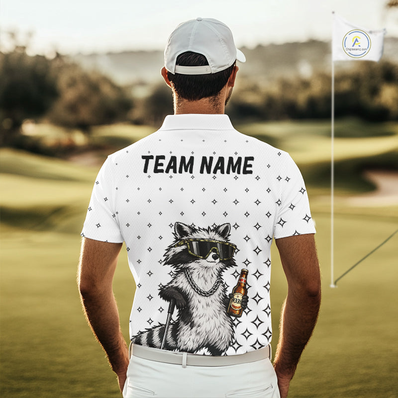 Funny Raccoon Golf Polo Shirt Custom Team Name Personalized Golf Team Polo Gift For Men