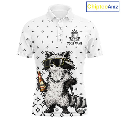 Funny Raccoon Golf Polo Shirt Custom Team Name Personalized Golf Team Polo Gift For Men