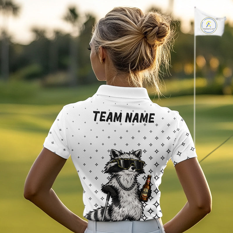 Funny Raccoon Golf Polo Shirt Custom Team Name Personalized Golf Team Polo Gift For Womens