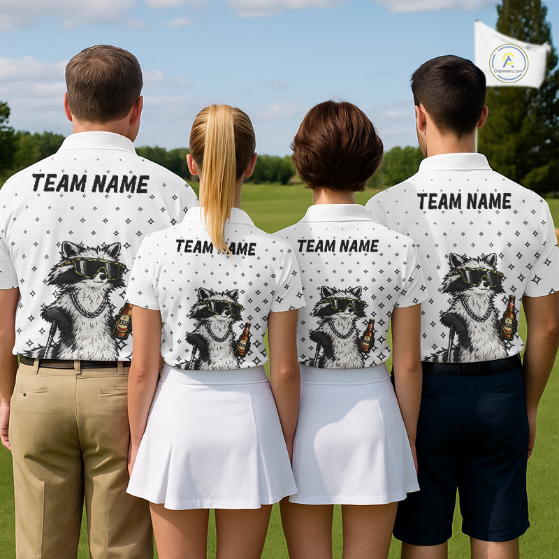 Funny Raccoon Golf Polo Shirt Custom Team Name Personalized Golf Team Polo Gift For Womens NHT999