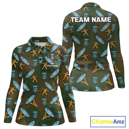 Disc Golf Polo Shirt Personalized Name Camouflage Golf Shirt Custom Disc Golfer Polo Gift For Womens