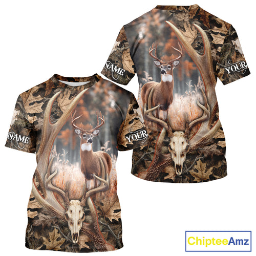 Deer Skull Reaper Hunting Camouflage Hunting Clothes Customize 3D All Over Printed Shirts NHT185