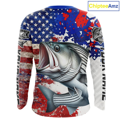 Custom Striped Bass Fishing Saltwater Performance Shirts, Fishing Shirt For Men NHT498